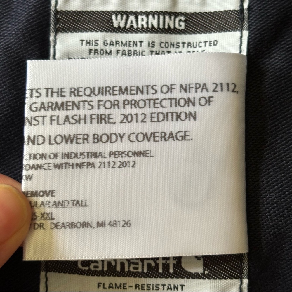 Carhartt NWT embroidered Dark Blue Flame Resistant Lightweight Twill Shirt XL - Picture 11 of 11